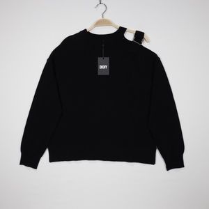 DKNY Women's Long Sleeve Adjustable Cut-Out Shoulder Strap Top Black Size S